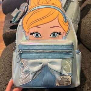 Loungefly Disney Cinderella Kids Backpack - Light Blue and Silver